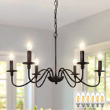 Depuley Farmhouse Chandelier for Dining Room: 6-Light Black Industrial Kitchen Island Pendant Light Fixture with 6 E12 Bulbs - Rustic Candle Chandeliers Vintage Modern Hanging Ceiling Lamp for Bedroom Depuley