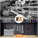 HPDMC Garage Storage Cabinet System 9-Pcs Workshop Set Garage Cabinets and Storage System with Steel Cabinet Drawers, Rolling Chest, Workbench, Pegboard for Garage Tool Organization, Black and Grey HPDMC