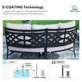 MFSTUDIO Patio Furniture Set, 8 Seats Half-Moon Curved Outdoor Sectional Sofa Conversation Set, Woven Rattan Patio Couch with 2 Wood-Like Round Coffee Table MFSTUDIO