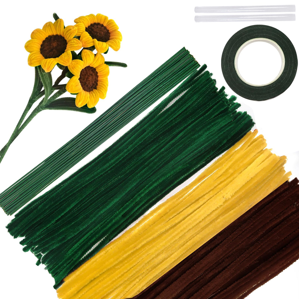 TOAOB 200pcs Pipe Cleaners Craft DIY Sunflowers Bouquets Making Kit Chenille Stems Artificial Flowers Craft Kit for DIY Art and Crafts Party Wedding Home Decorations TOAOB THE ONE AND ONLY BABY