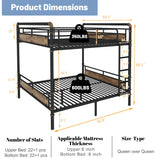 Mirightone Queen Over Queen Bunk Beds for Teens or Adults,Industrial Heavy-Duty 2 in 1 Metal Convertible Bunk Bed with Ladder and Slats Support,15.9" High Guard Rail,Space-Saving,Noise Reduced,Black Mirightone