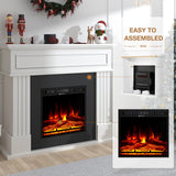 oneinmil Electric Fireplace with Mantel, Fireplace TV Stand with 18’’ Electric Fireplace Heater, 3D Realistic Flame, Freestanding Fireplace for Living Room, Bedroom, White oneinmil