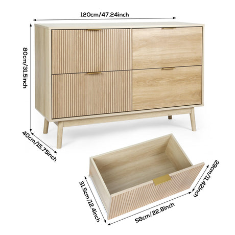 VOWNER 4 Drawer Dresser, Modern Closet Dressers with Wide Drawers, Farmhouse Wood Storage Chest of Drawers for Bedroom, Living Room VOWNER
