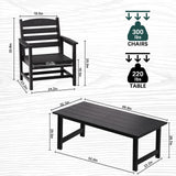 TenKa 7 Piece HDPE Patio Furniture Set for 6, Dining Table and Chairs, Outdoor Table with Umbrella Hole, Outdoor Dining Set for Garden, Backyard, Lawn, and Poolside TenKa