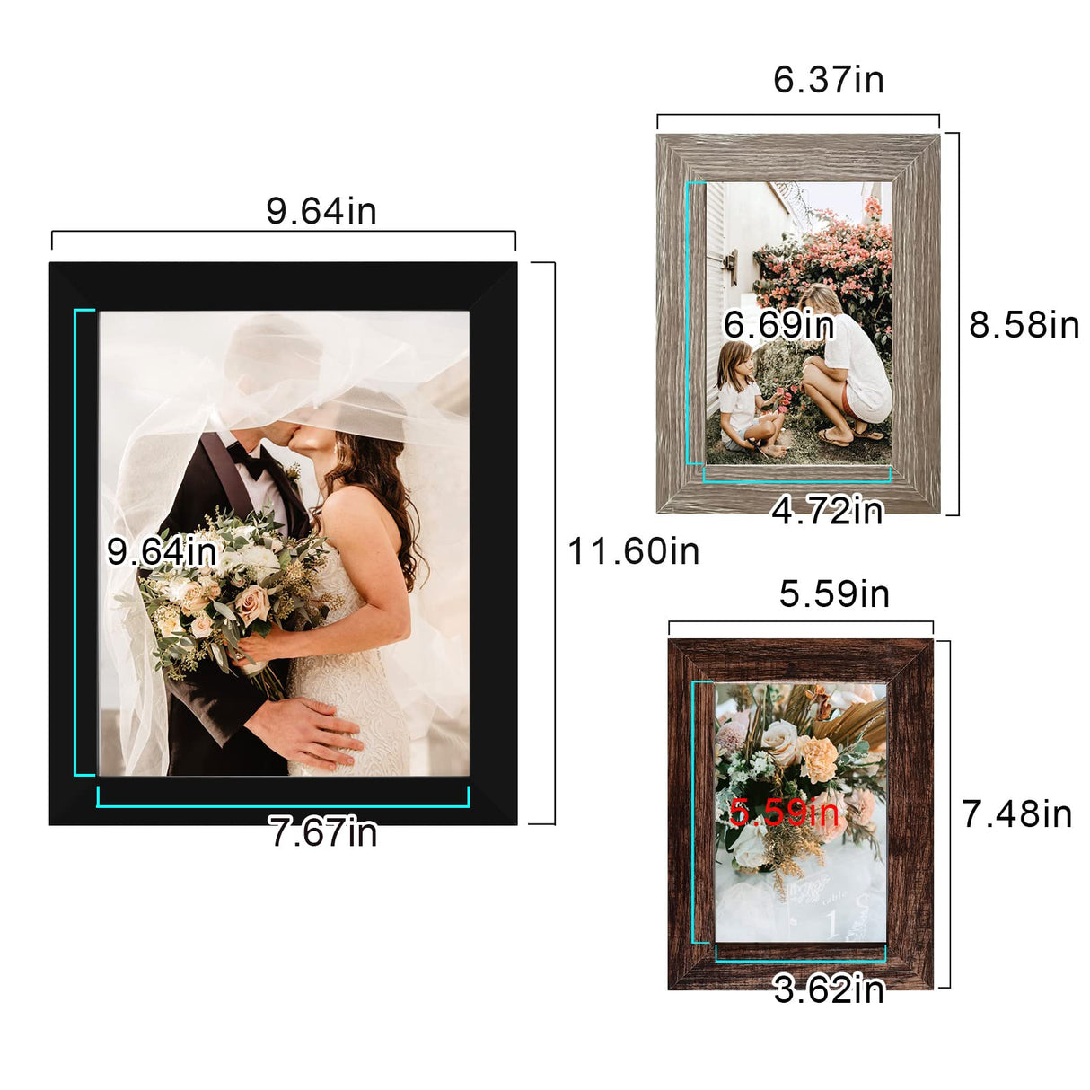 LUCKYLIFE Picture Frame Set 10-Pack, Gallery Wall Frame Collage with 8x10 5x7 4x6 Frames in 3 Different Finishes LUCKYLIFE