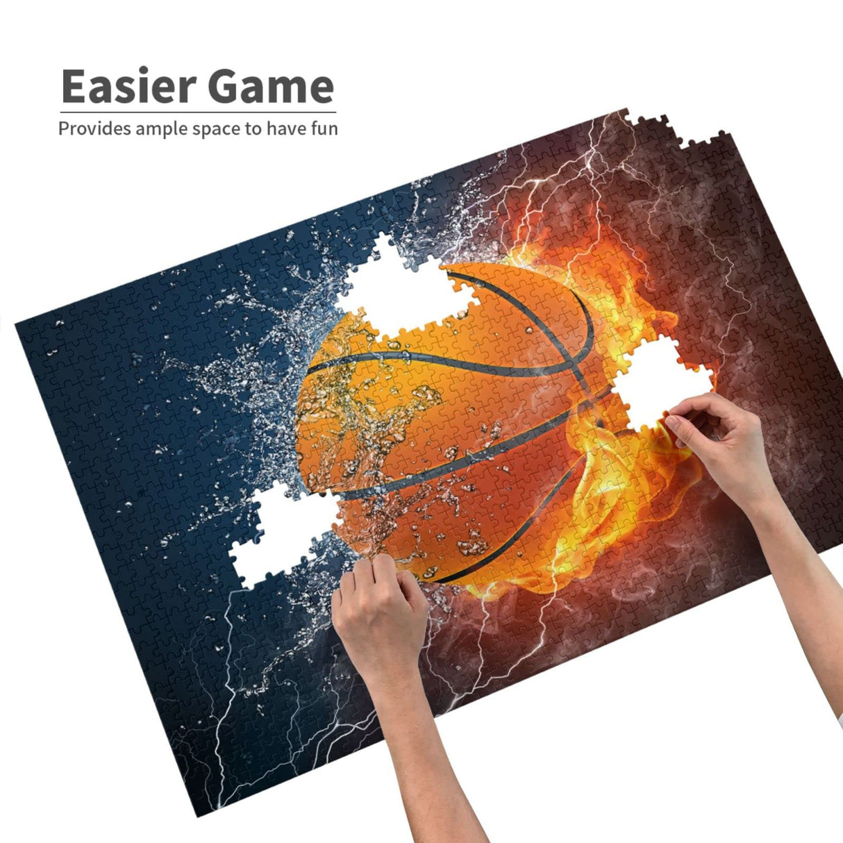 Wooden Jigsaw Puzzles 1000 Piece Basketball Fire Intellective Game for Teens Modern Stylish Home Decoration Futterya