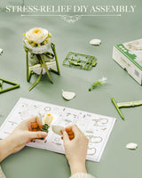 ROBOTIME 3D Puzzle Flower White Camellia AF011 with Stand, Craft Kits for Adults Artificial Flower Kit, Botanical Craft Gifts for Women ROBOTIME