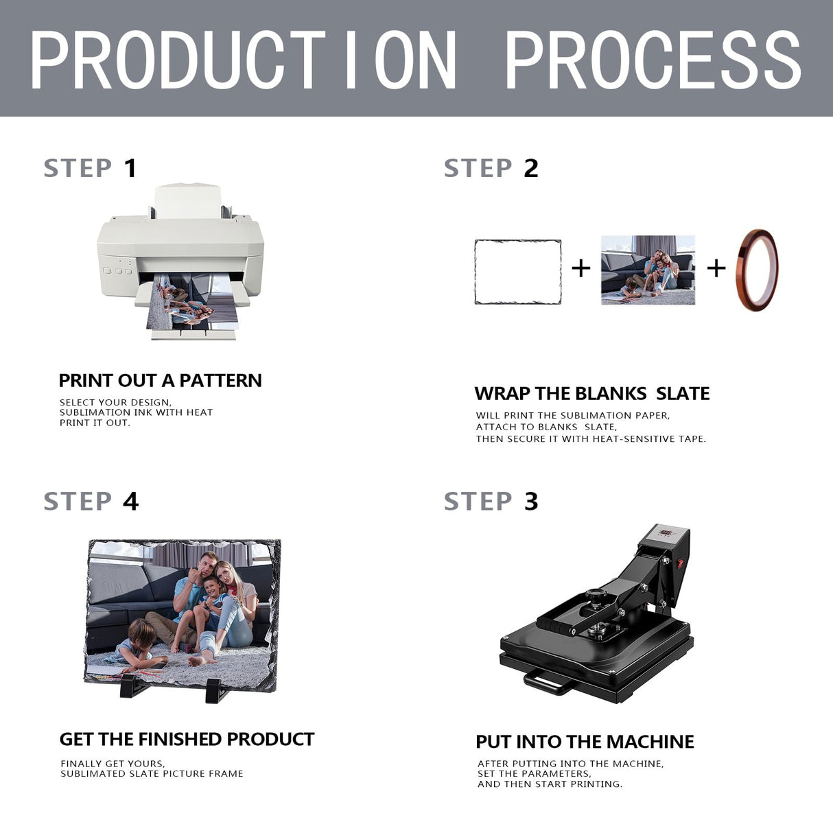 6 Pcs Sublimation Slate Blanks 5.9 x 7.8 inch Picture Frame Heat Transfer Rock Photo Plaque with DIY Custom Stone Slate Display Stand Christmas Decoration for Desktop Souvenir OKBA