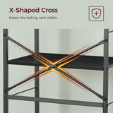 MAHANCRIS Bakers Rack with Drawer, Microwave Stand with Power Outlet, Coffee Bar Station with 4 Hooks, Kitchen Storage Shelf Rack 4 Tiers, for Kitchen, Dining Room, Black BRBK48E01 MAHANCRIS