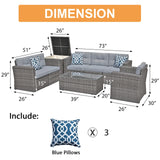 Super Patio 8 Pieces Conversation Sets, All-Weather Outdoor Patio Furniture Sets, U-Shaped PE Wicker Rattan Patio Sectional Sofa, with Cushions, Storage Box, Coffee Table, 3 Pillows, Gray Super Patio