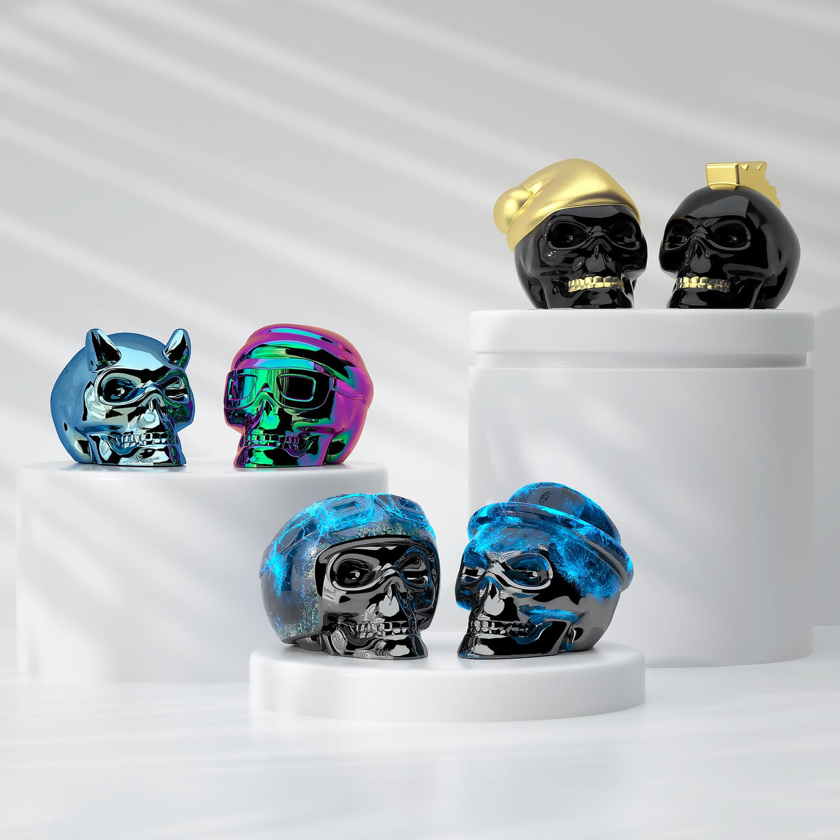 Readaeer Skull Silicone Molds, 3D Skull Molds, 6 Style Large Silicone Molds for Resin, Ice, Chocolate, Soap, Clay, Candle Wax Casting, Halloween Home Decoration READAEER