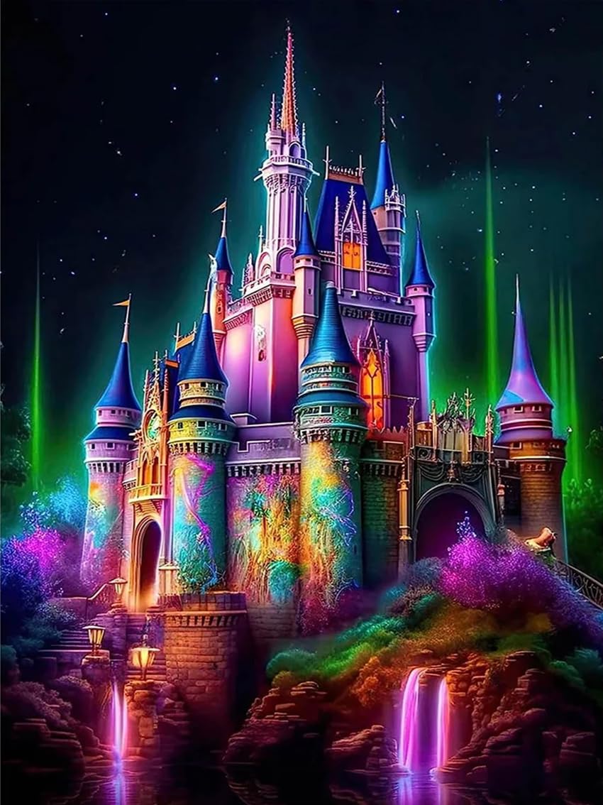 Meothan 5D Diamond Painting Kits for Adults, DIY Castle Diamond Art Painting Kits for Beginner, Full Drill Gem Art Painting Crafts for Home Wall Decor Gift 12‘’x16‘’ Meothan