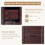 Farmhouse 8 Drawers Dresser for Bedroom, Wood Large Chest of Drawers, Long Dressers Double Dresser, Curved Wide Dresser Storage Dressers Organizer for Bedroom, Closet, Living Room,Hallway & Entryway FFBCFDK