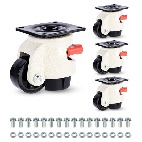 W B D WEIBIDA Leveling Casters Heavy Duty with Upgraded Ratchet Handle Design, 360 Degree Swivel Castor Wheels, Adjustable Casters with Feet for W B D WEIBIDA