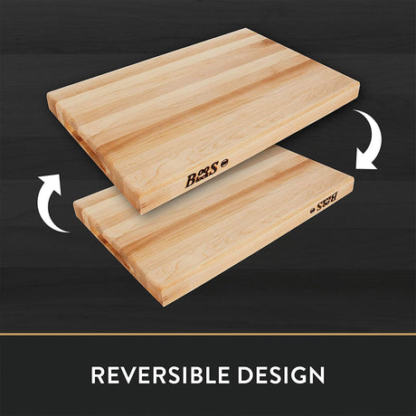 John Boos Boos Block Platinum Series Large Reversible Wood Cutting Board, 1.75-Inch Thickness, 24" x 18" x 1 3/4", Maple John Boos