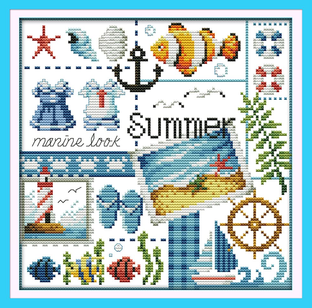Awesocrafts 4 Pack Cross Stitch Kits, Four Seasons Easy Patterns Cross Stitching Embroidery Kit Supplies, Stamped or Counted (Four Seasons, Counted) Awesocrafts