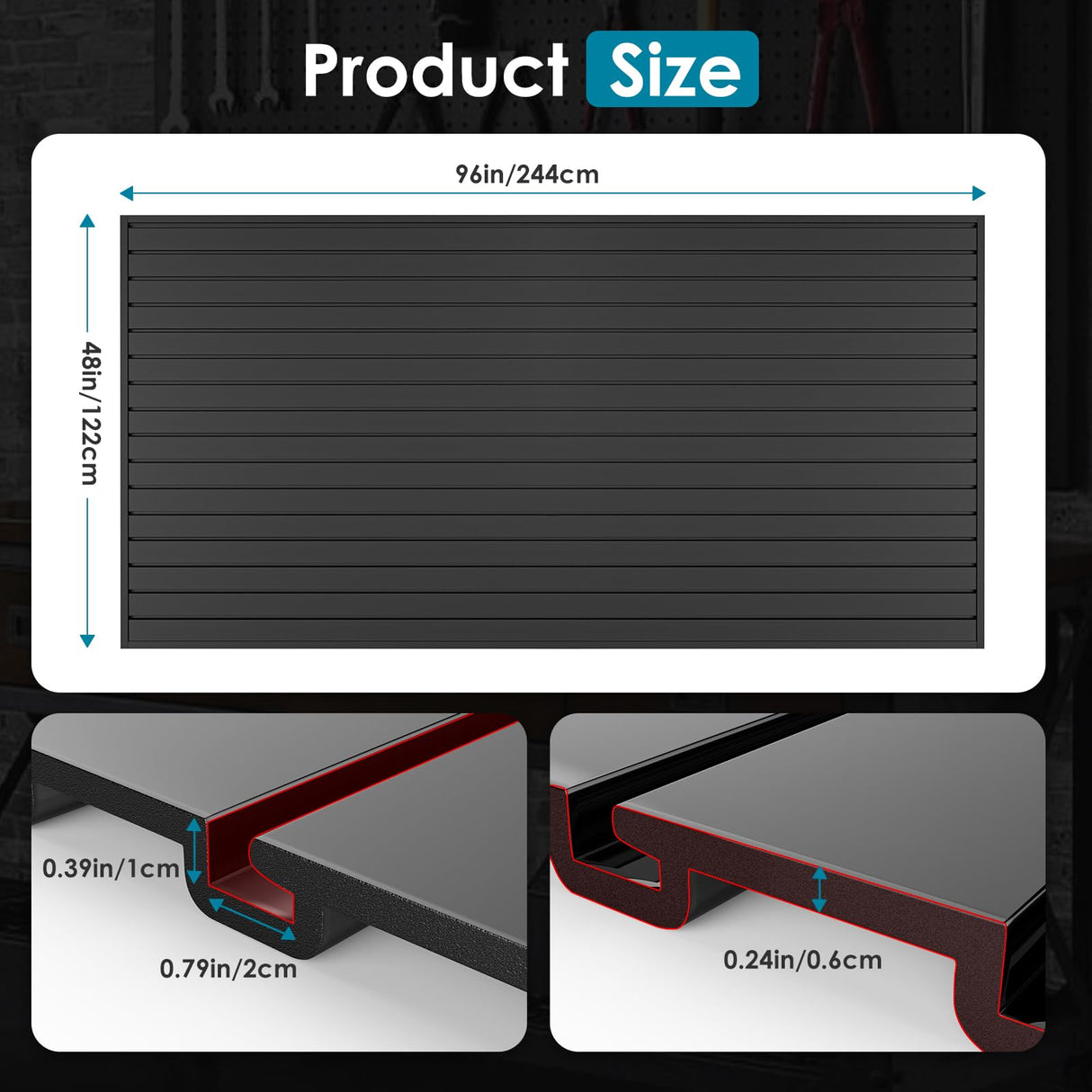 Brakki PVC Slat Wall Paneling 4x8 ft, Garage Organizer Storage System, Black Slatwall Panels for Garage Organization Product, Heavy Duty Wall Mounted Tool Storage for Home Brakki