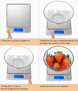 Food Scale Digital Kitchen Scale for Food Ounces and Grams, Small Electronic Pocket Scale for Weight Loss, Baking, Cooking, Coffee, Jewelry, 6.6lb/3kg, 0.01oz/0.1g Precision (Batteries, 2 Trays) Sylhair