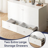 ijuicy Queen Size Murphy Bed with Foldable Foam Mattress, Cube Cabinet Bed with Multifunctional Charging Station & Extra Large Storage Drawers, Space-Saving Hideaway Bed for Guests-White ijuicy