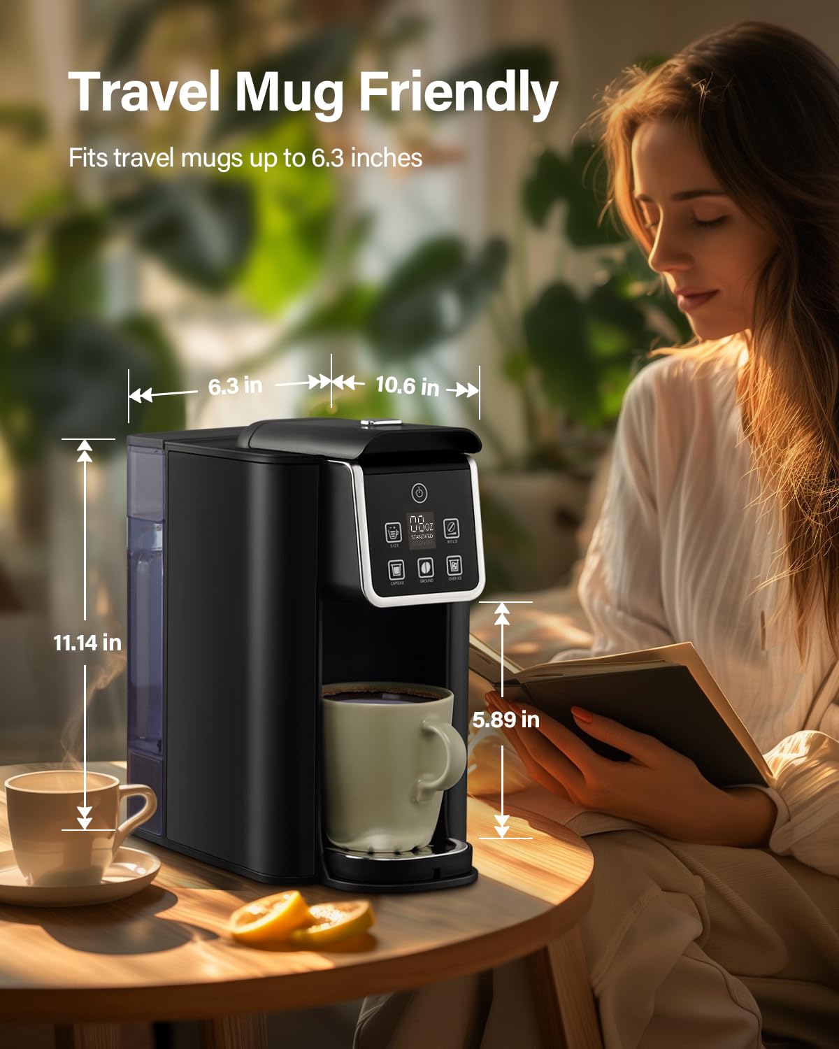 SHARDOR Single Serve Coffee Maker 2.0, Hot and Iced Coffee Machine for K Cup Pods & Ground Coffee, 6 to 14 oz Brew Sizes, 50 oz Removable Water Tank, Bold Brew Setting, Stainless Steel, Black