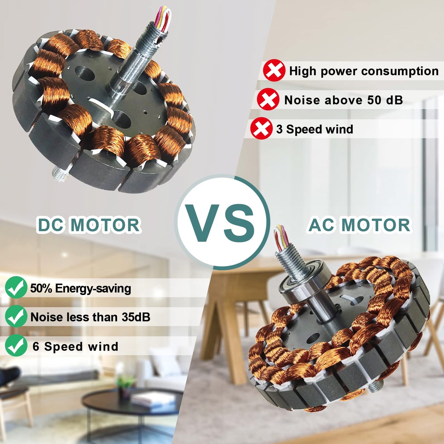 Sofucor 52 Inch Ceiling Fan with Lights Remote Control, Modern Ceiling Fan with Dimmable LED Light, 3 Reversible Solid Wood Blades, Quiet DC Motor with 6 Wind Speed 3 Timer, Bronze