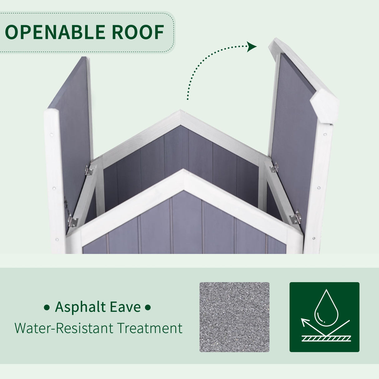 GEGURI Outdoor Cat House Weatherproof, Wooden Two-Story Feral Cat Shelter with Openable Roof, Escape Door, Balcony GEGURI