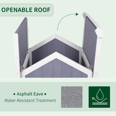 GEGURI Outdoor Cat House Weatherproof, Wooden Two-Story Feral Cat Shelter with Openable Roof, Escape Door, Balcony GEGURI