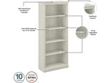 Saratoga Tall 5-Shelf Bookcase in Linen White Oak Finish Bush Business Furniture