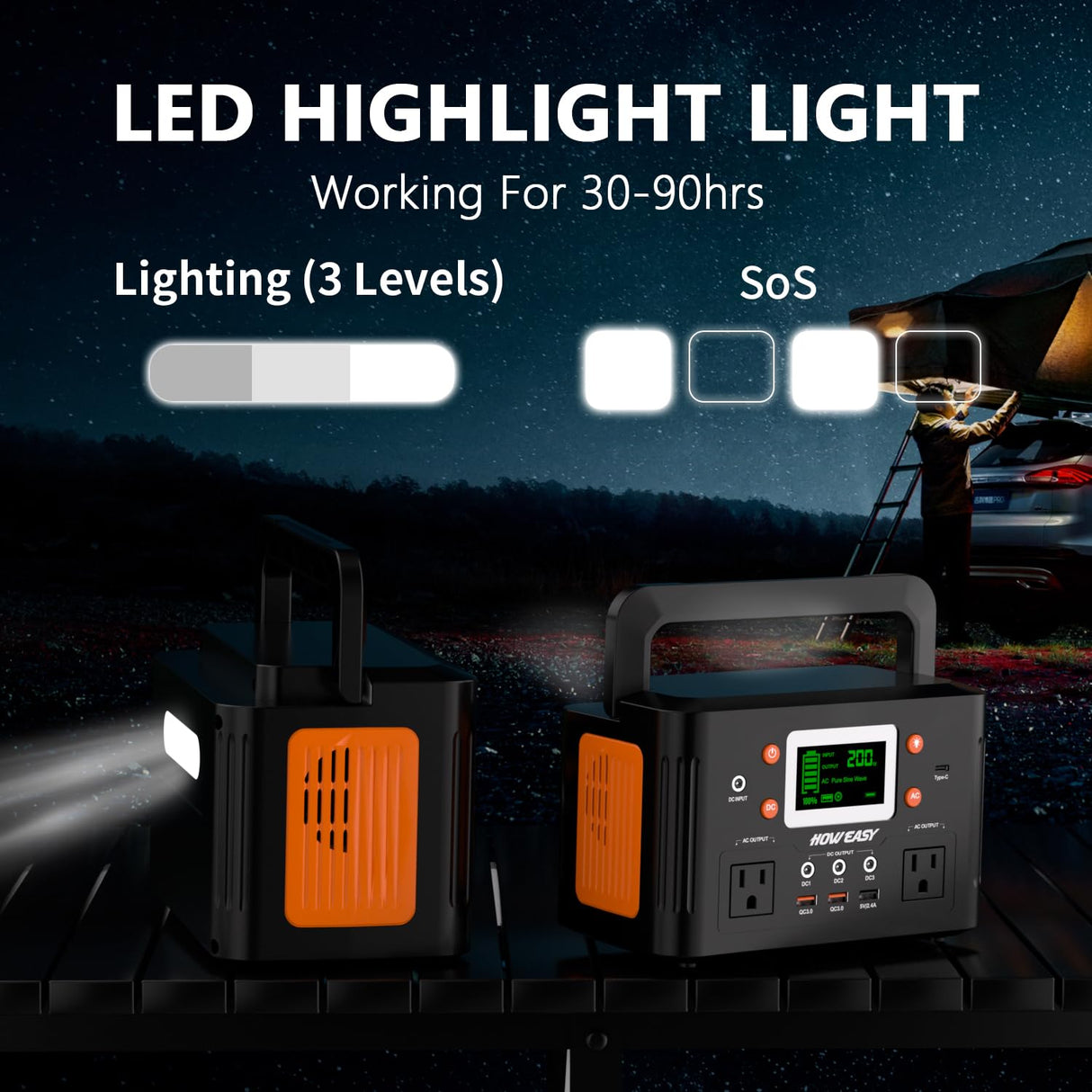 HOWEASY 260W Portable Power Station.178Wh Solar Generator(Solar Panel Not Included) with 2 110V/260W AC Power Socket Backup Power Supply, Suitable for CPAP, Outdoor Camping Travel Home Emergency HOWEASY