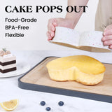 AOTASO Silicone Heart Shaped Cake Pans 10 Inch Large Heart Cake Pan for Valentine's Day Nonstick Silicone Heart Molds for Baking (2 Pcs Set, Cream) AOTASO