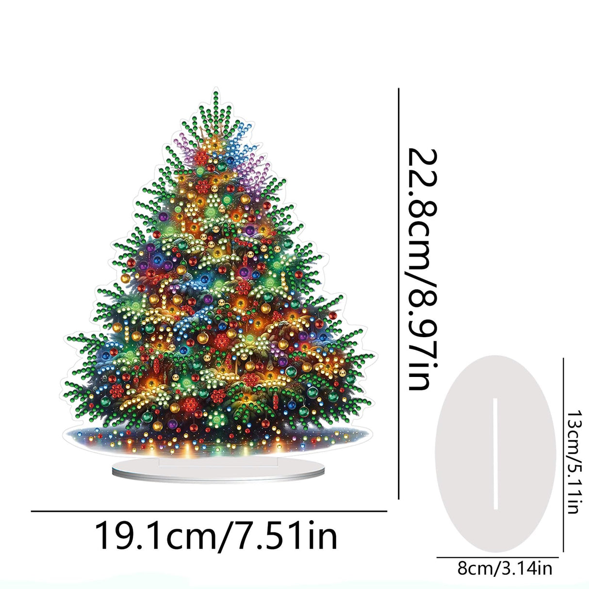 JJFox DIY Tabletop Diamond Art Painting Kit，Special Shaped Rhinestone Desk Placement Ornament，Home Stand Up Gem Painting Craft Kit，Gift,Double Sided. (Christmas Tree-1) JJFox