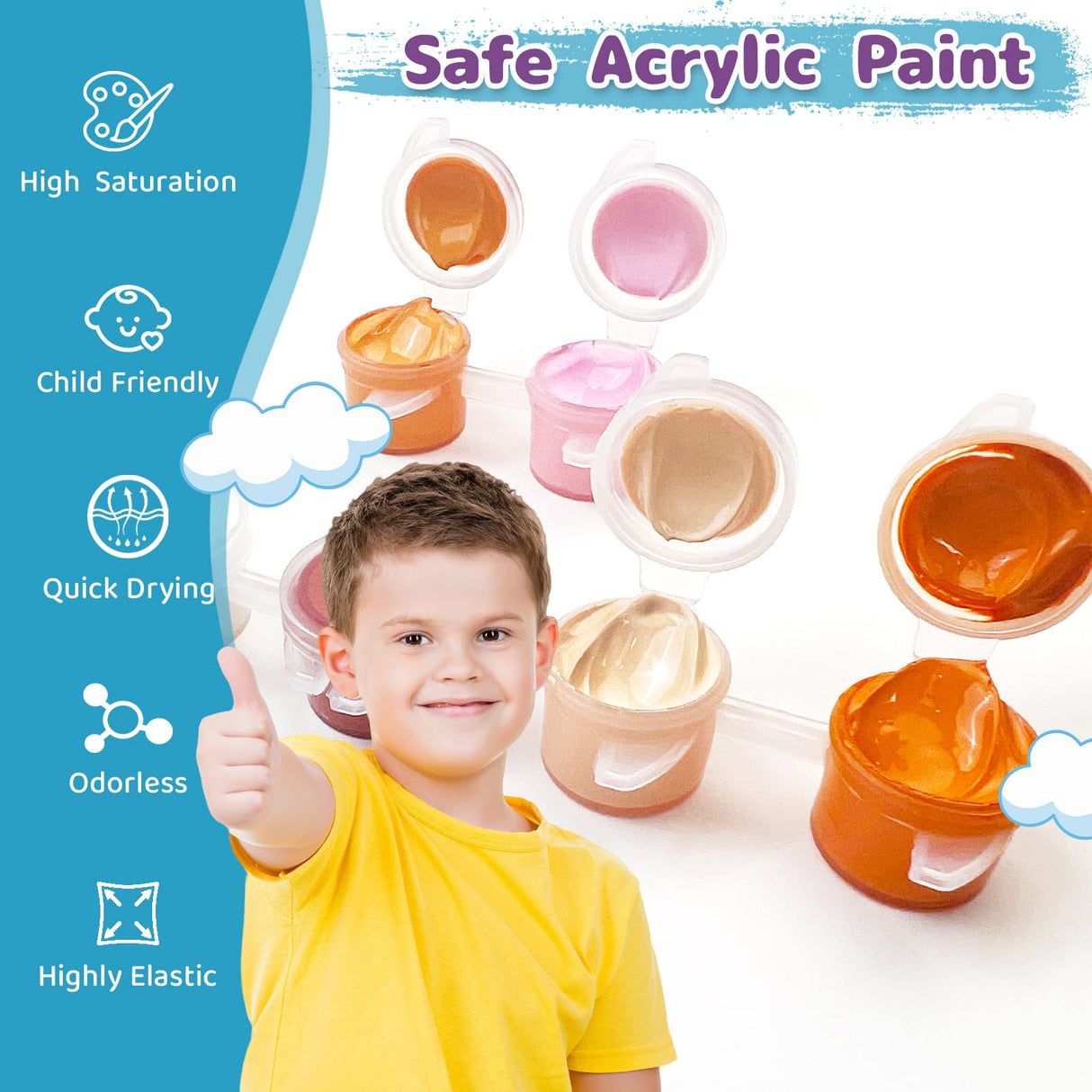 Nariolar 4 Pack Paint by Numbers Kit for Kids Ages 4-6 with 4.7X3.1inch Pre-Printed Cardboard,Acrylic Paint Pots and 3 Painting Brushes，Creative Gifts for Kids（Unicorn and Squirrel Nariolar