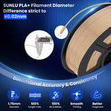 SUNLU 3D Printer Filament PLA Plus 1.75mm, SUNLU Neatly Wound PLA Filament 1.75mm PRO, PLA+ Filament for Most FDM 3D Printer, Dimensional Accuracy +/- 0.02 mm, 1 kg Spool(2.2lbs), Wood SUNLU