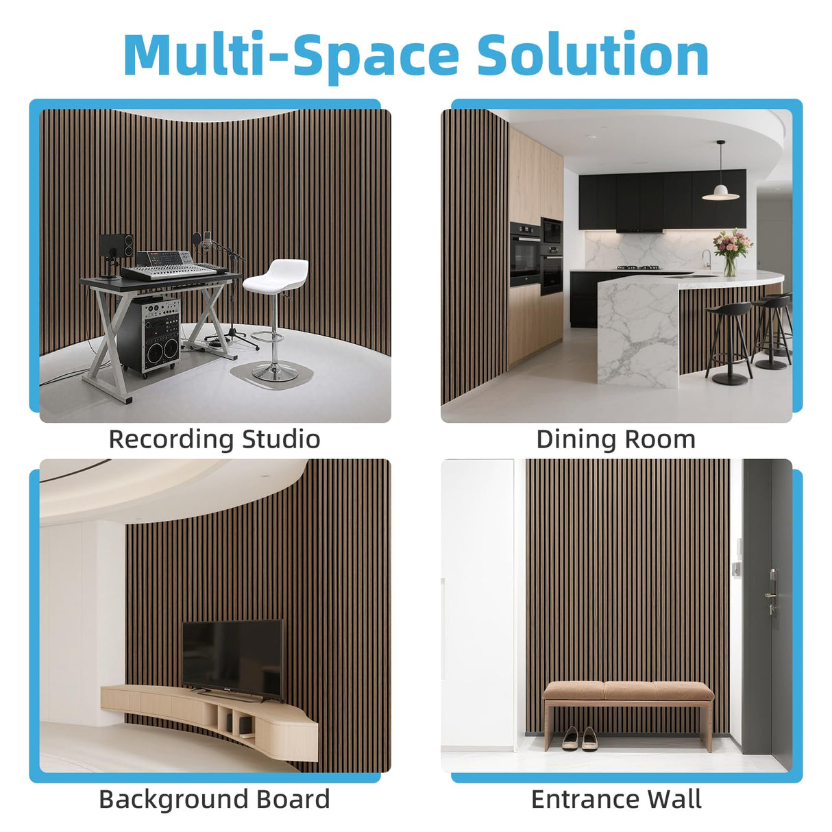 Art3d Acoustic Wood Slat Wall Panel with Roll-Flat Design - 95.3 x 23.8 Inch Sound Absorbing Panels for Living Room Columns Corridor Curved Wall Decor, 2-Pack Walnut Art3d