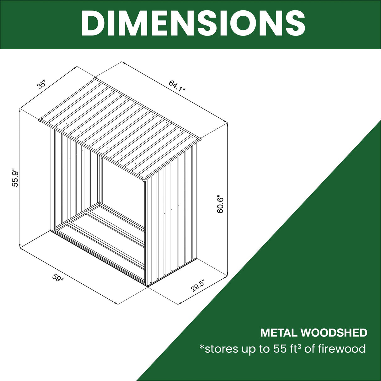 Hanover Indoor or Outdoor Firewood Rack, Open Wood Shed, Wood Storage Sheds, Galvanized Steel Outdoor Storage Box, 5.3-Ft. x 3.75-Ft. x 5-Ft., Stainless Steel Backyard Shed Hanover