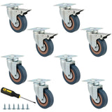 MOUYAT 8 Pack 3 Inch Caster Wheels Set, 880lb Capacity 4 with Lock Brake Heavy Duty Swivel Plate Casters, 360 Degree Caster Wheels for Furniture, Workbench, Movers Dollies MOUYAT