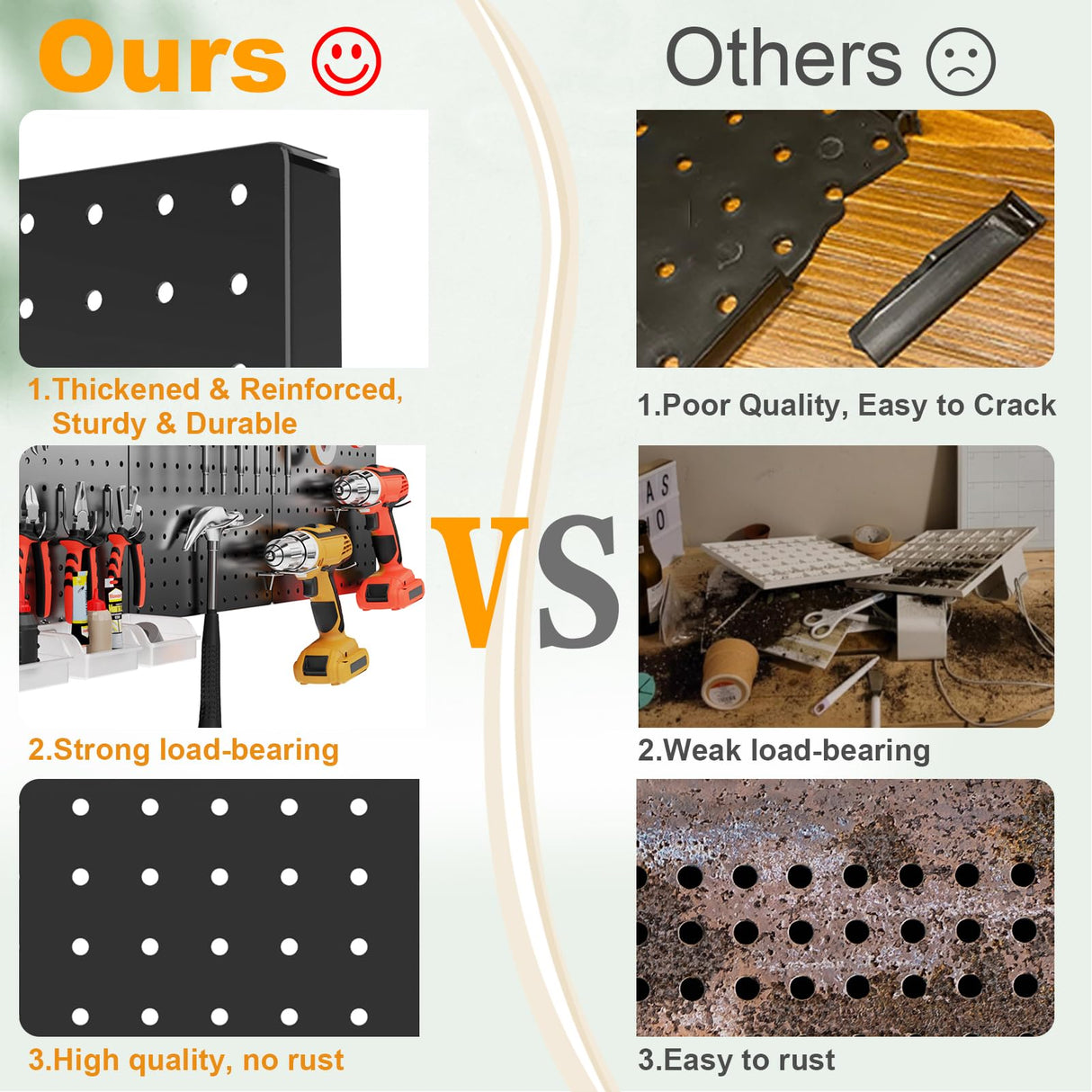 FZK Peg Board, 82PCS Metal Pegboard Wall Organizer Kit. Heavy Duty Pegboard, Peg Boards, Pegboard for Walls, Black Pegboard for Garage Craft Room Workbench Office Kitchen Tool Organization, 36 * 24 FZK