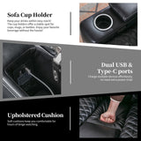 IOMOR Home Theater Seating with USB Ports and Cup Holders, Overstuffed Faux Leather Electric Power Recliner Chair with Hidden Arm Storage, Ambient Lighting (1, Black+Lighting) IOMOR