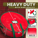 Handy Laundry Wreath Storage Bag 24" - 2 Pack Durable Waterproof Tarp Material with Zipper & Reinforced Handles - For Holiday Décor, Tires, Wheels, Garage or Moving Organization (Red) Handy Laundry