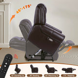 EONIX Classic Dual Motor Power Lift Recliner Chair for Elderly, 400lbs Heavy Duty Breathable Faux Leather Recliner with Heat and Massage, Lay Flat Lift Chair Recliner for Adults, SLRY005, Dark Brown EONIX