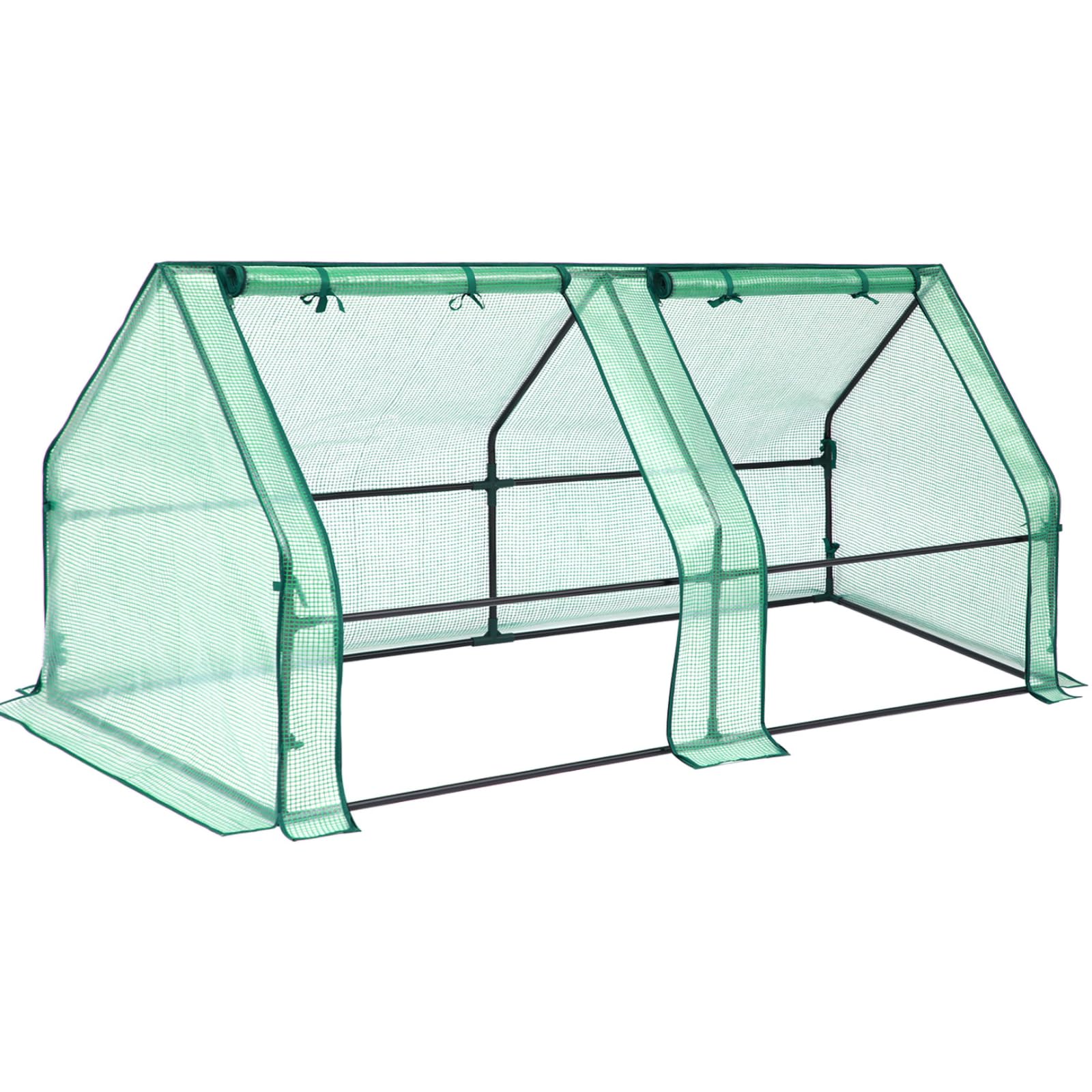 Ohuhu Portable Mini Greenhouse, 71"x36"x36" Greenhouses for Outdoors with Dual Large Zipper Doors & Ground Stakes, Waterproof & UV Protected Plastic Green House for Outside Garden Patio Backy - WoodArtSupply