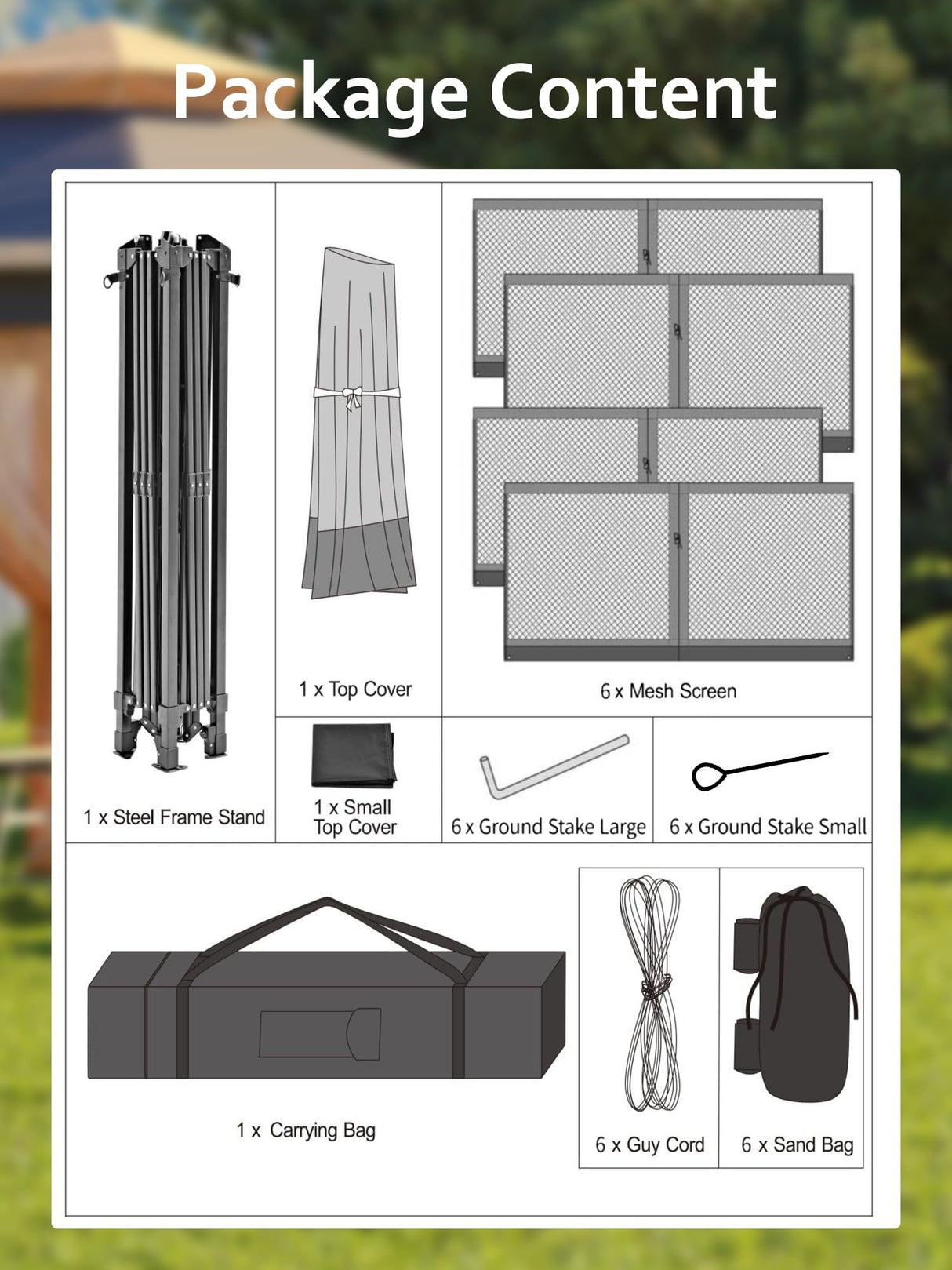 Pop Up Gazebo 13x13Ft, Outside Canopy Tent with 6 Pcs Mosquito Netting, One Push Setup for Backyard Patio Garden Activities - Khaki & Beige Garveelife