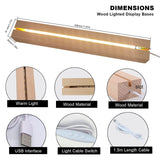 2 Pcs 11.81 Inch Wooden LED Light Display Pedestal, Wooden Rectangle LED Lights Display Base for Acrylic and Plexiglass,Night LED Light Lamp Base with USB Switch (7 Color) BigKing