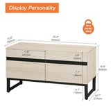 WAMPAT Modern TV Stand with Storage Cabinets for 40 Inch TV, Wood TV Entertainment Center TV Media Console Table with Metal Leg for Living Room,Light Oak WAMPAT