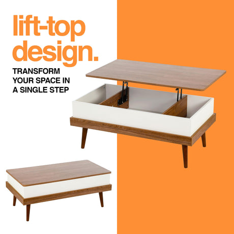 Houseables Lift Top Coffee Table with Storage, Brown Wood Coffee Table with Lifting Top, 39”L x 16”H-22”H, Lift Top Coffee Tables for Living Room, Modern Center Table, Rising Pop Up Coffee Table Desk Houseables