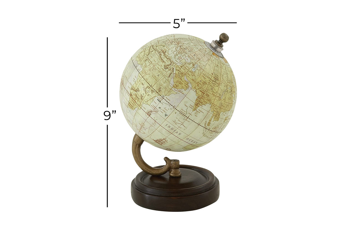 Deco 79 Wood Globe, 5" x 5" x 8", Yellow Deco 79