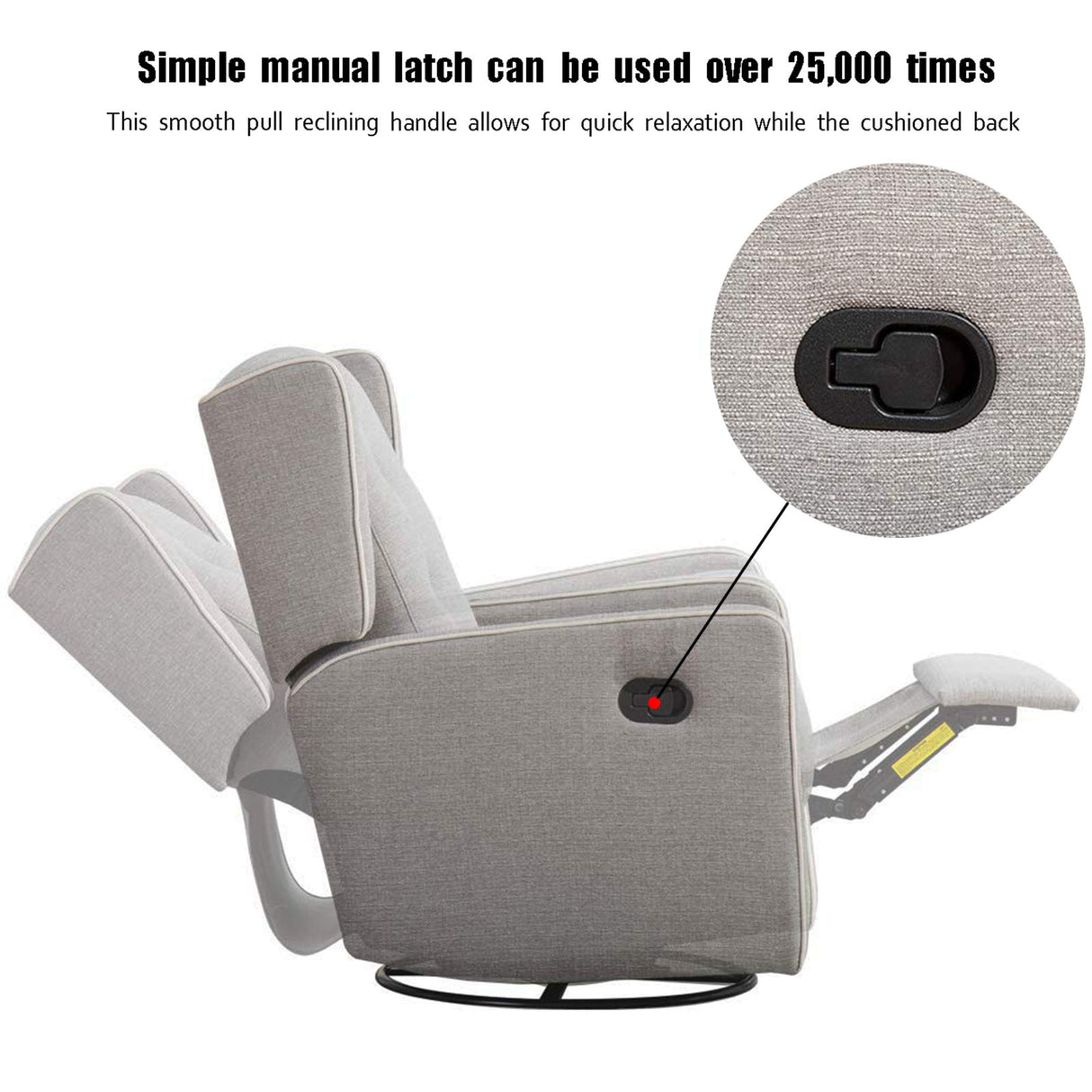 CANMOV Swivel Rocker Recliner Chair, Rocking Chair Nursery Glider Recliner, Manual Glider Chair for Nursery (Gray) CANMOV