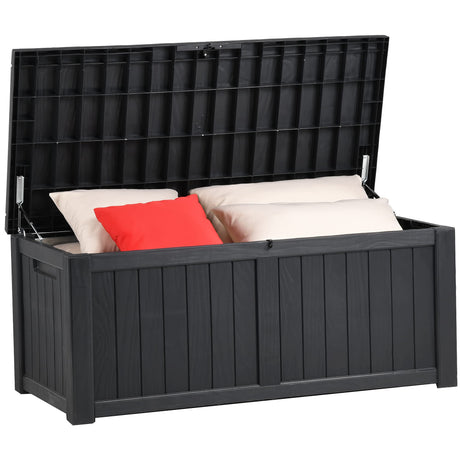 YITAHOME 120 Gallon Outdoor Storage Deck Box, Large Resin Patio Storage for Outdoor Pillows, Garden Tools and Pool-Supplies, Waterproof, Lockable (Black) YITAHOME