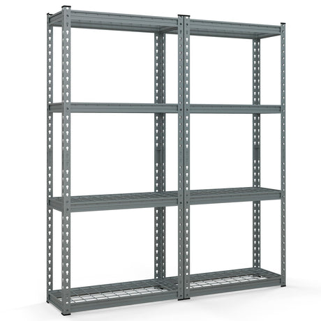 Goplus 4-Tier Metal Shelving Unit, 2 Pack Heavy Duty Wire Storage Rack with Anti-Slip Foot Pads, Height Adjustable Shelves for Warehouse, Kitchen, Living Room, Garage, 12" D x 27.5" W x 60" H Goplus