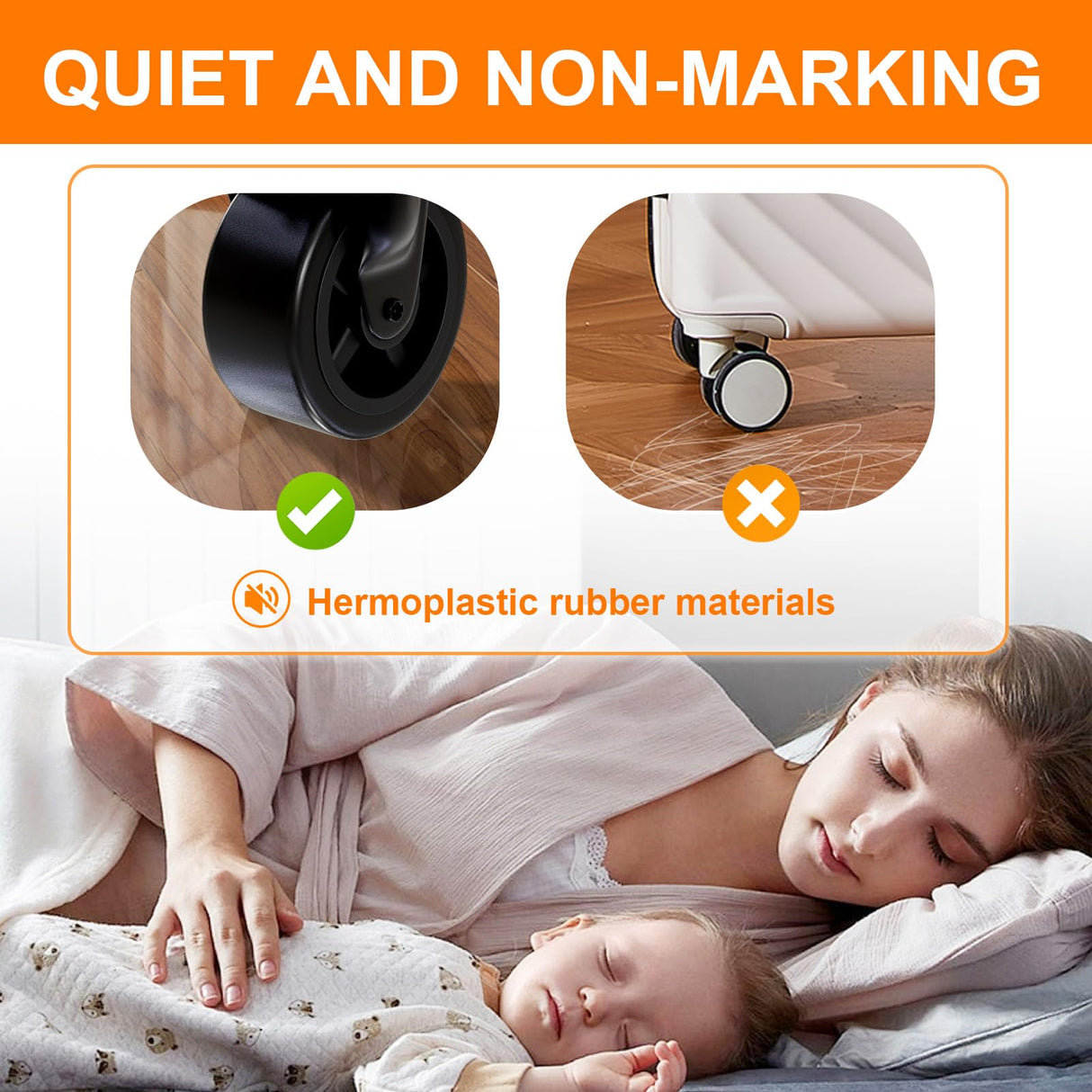 3” Furniture Casters Wheels Heavy Duty - Load 1200lbs，Plate Caster with Brakes，Glide Quietly and Protect Floor，360° Swivel Casters Set of 4 for Cart, Table and Workbench Apllamo